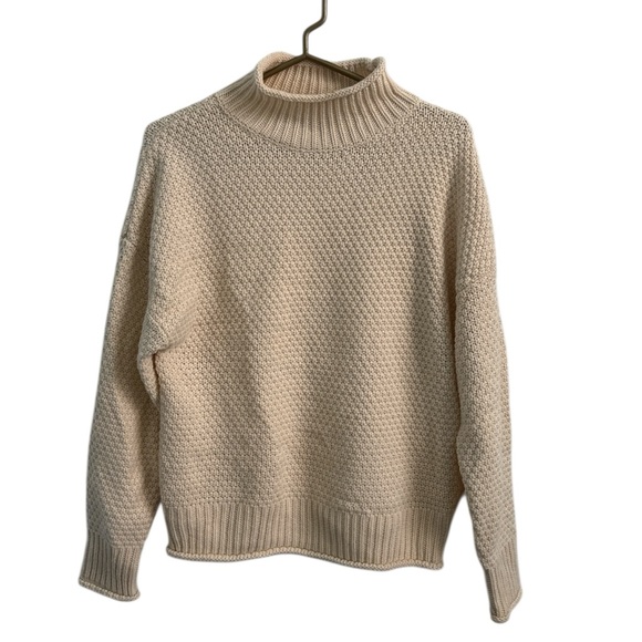 Zesica Chunky Knit Turtleneck Pullover Sweater Relax Fit Sz Small Apricot Cream - Picture 8 of 10